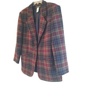 SAVANNAH Vintage Wool Blend Plaid Single Breasted Blazer Autumn Colors Preppy 14